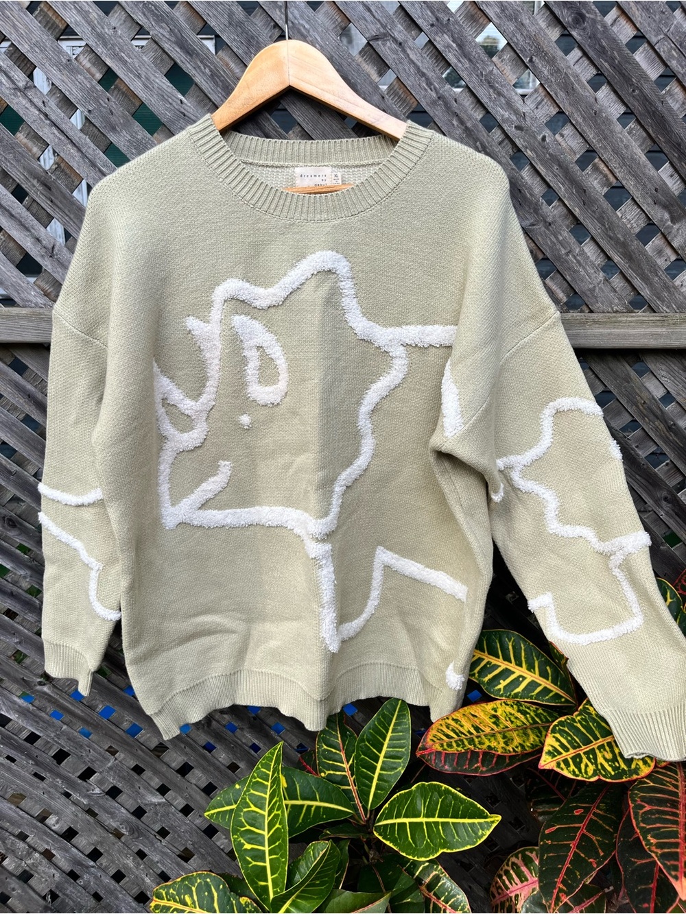NWT Dreamers by Debut sage green dinosaur sweater, women’s XL